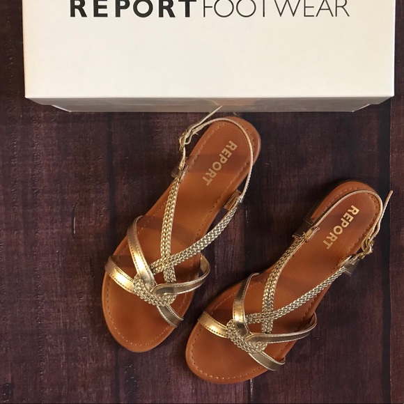 report gold sandals